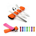 3 Pieces Set Stainless Steel (Chopsticks, Fork, Spoon) With Neoprene Case